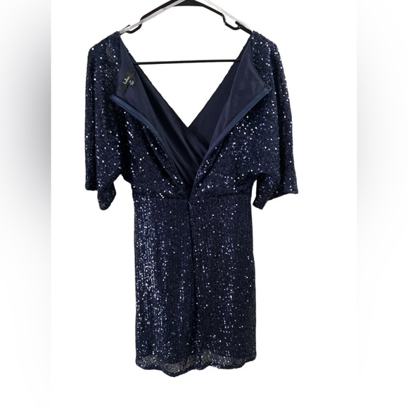 Lulus navy blue sequin faux wrap mini dress - Picture 7 of 7